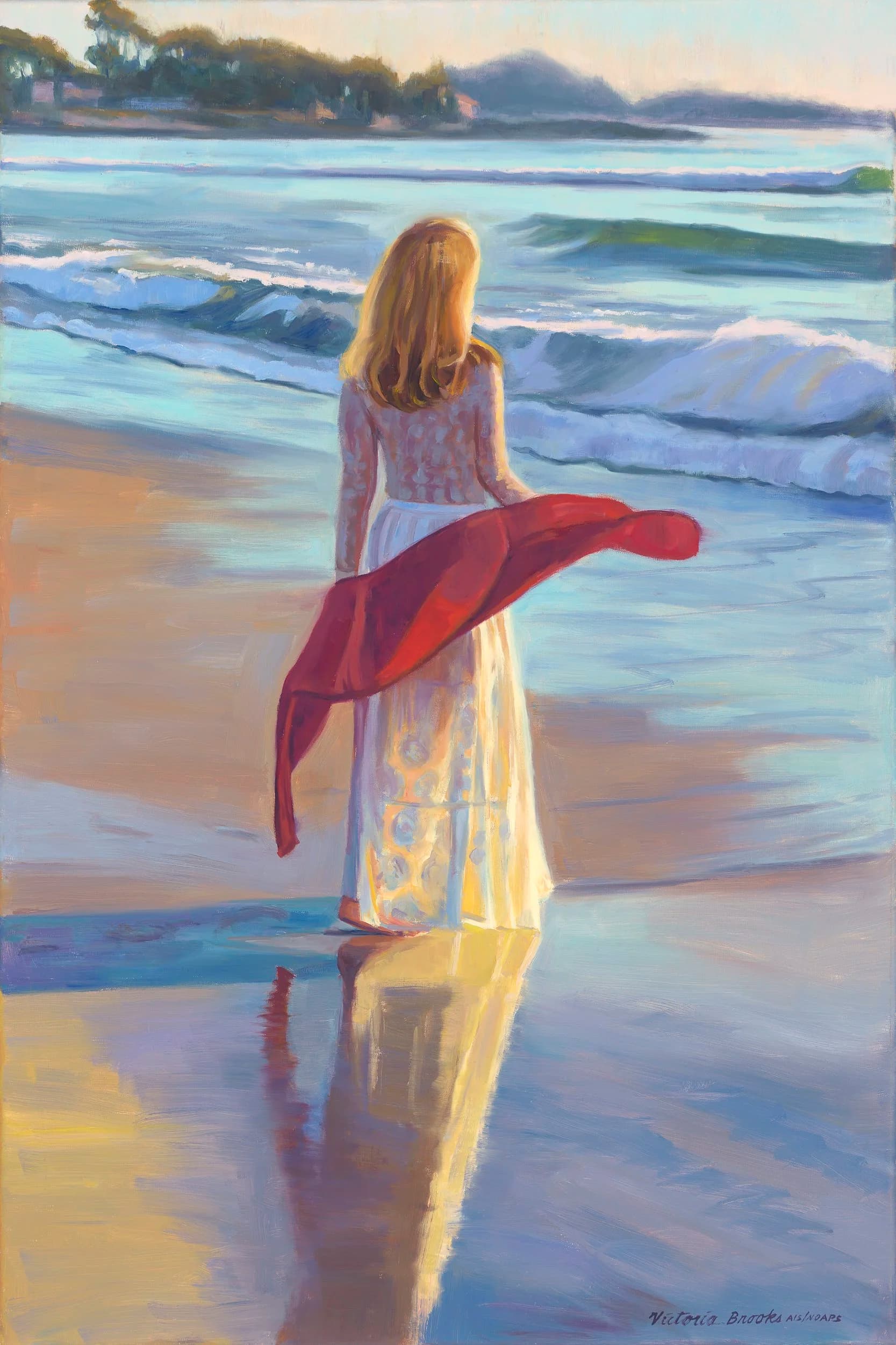 The Red Scarf — oil painting by Victoria Brooks