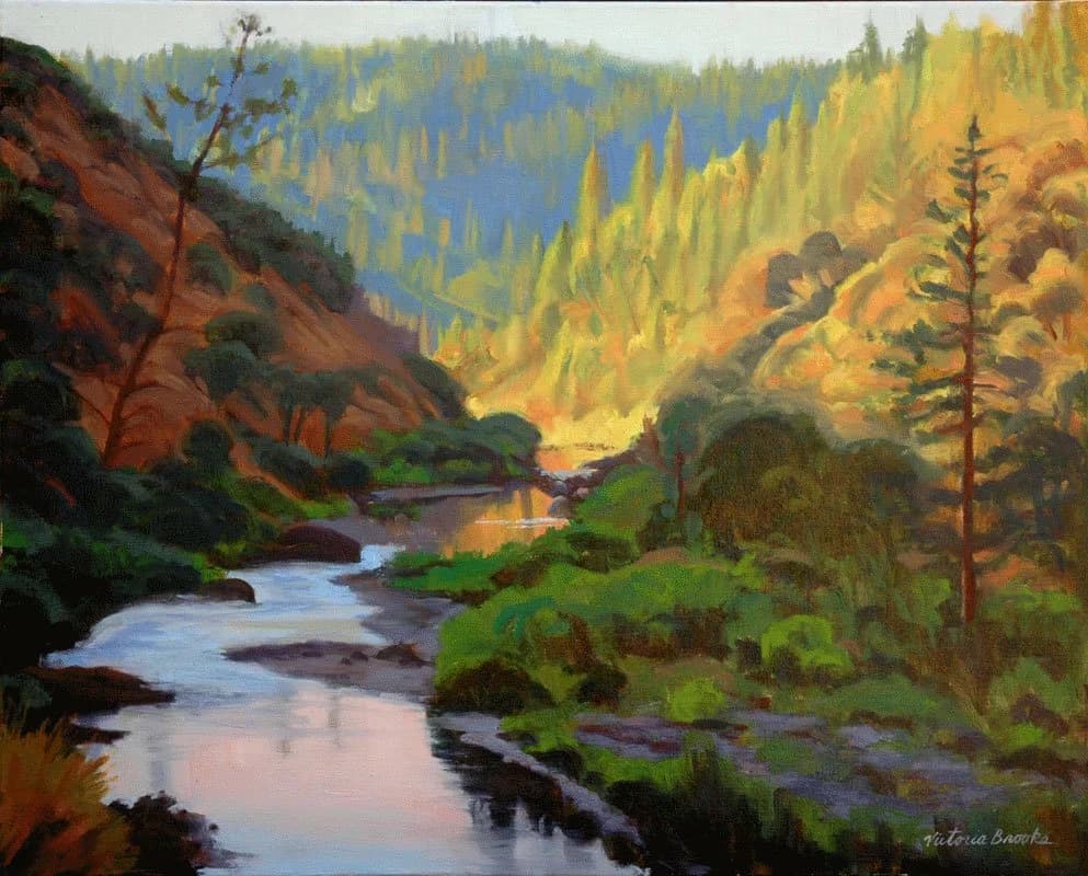 American River Fall — oil painting by Victoria Brooks