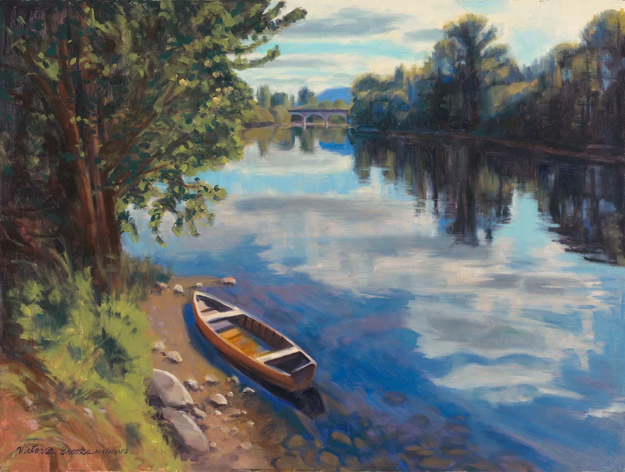 Dordogne Boat — oil painting by Victoria Brooks