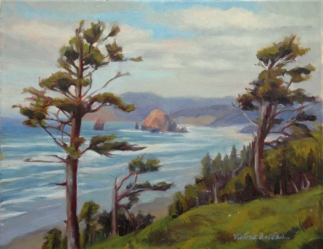 Haystack View — oil painting by Victoria Brooks