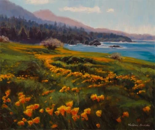 Point Lobos Poppies — oil painting by Victoria Brooks