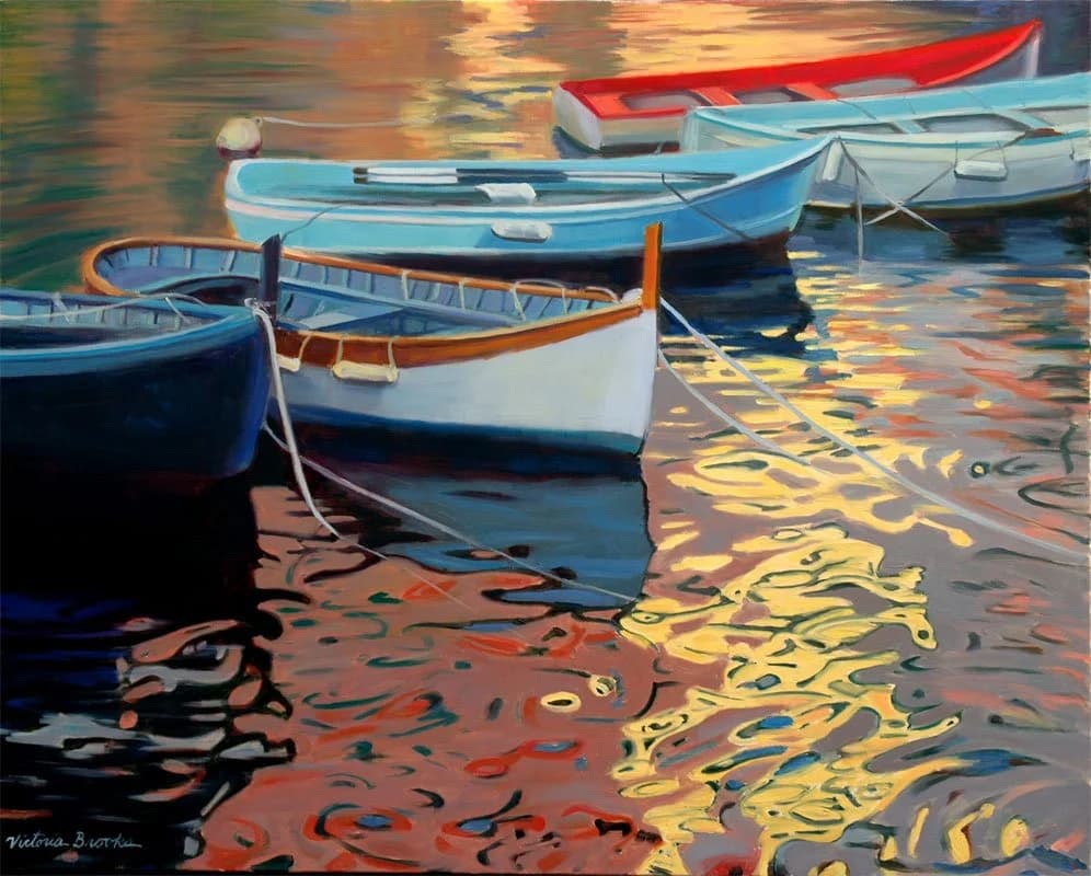 Riomaggiore Boats — oil painting by Victoria Brooks