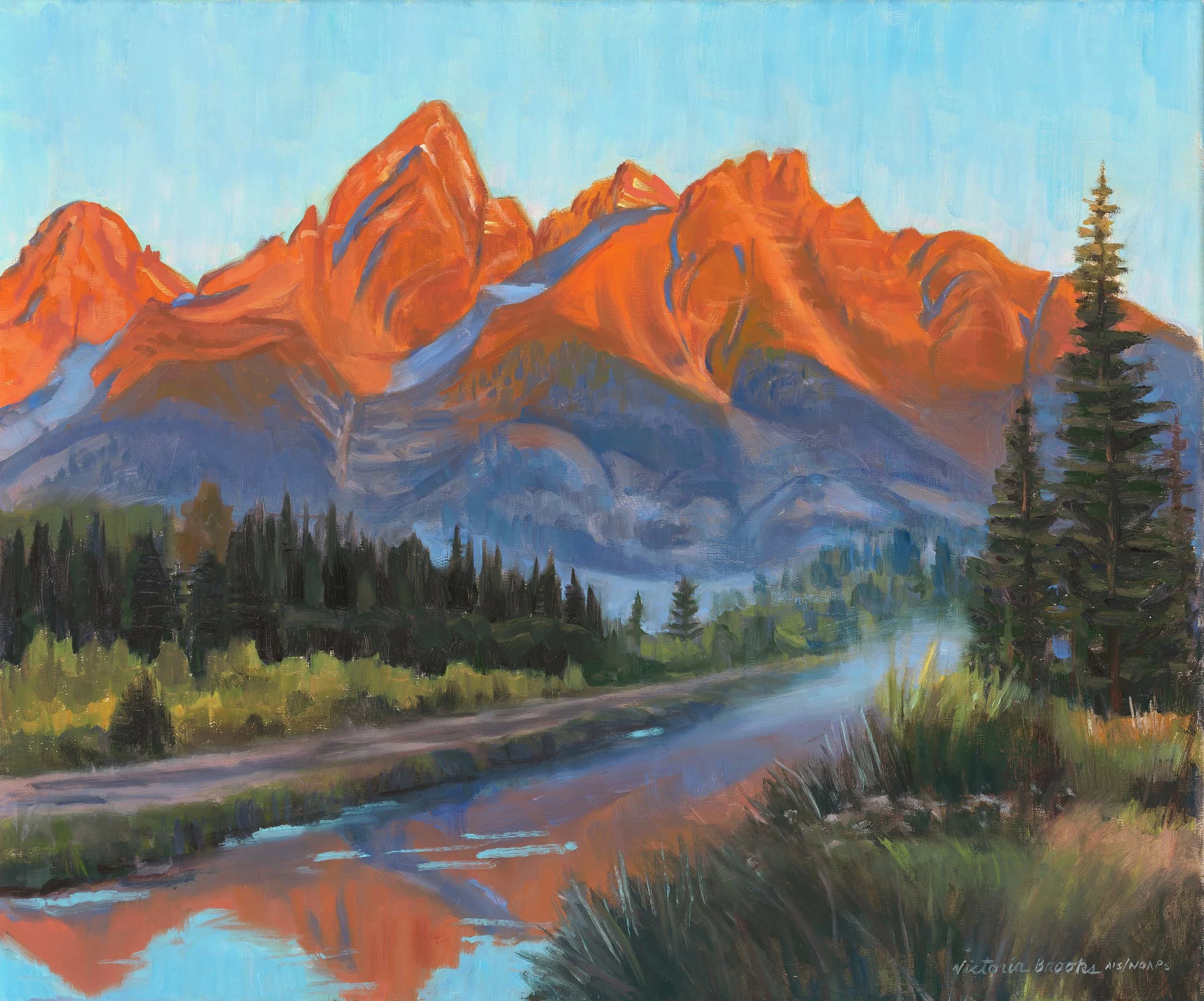 Teton Alpenglow — oil painting by Victoria Brooks