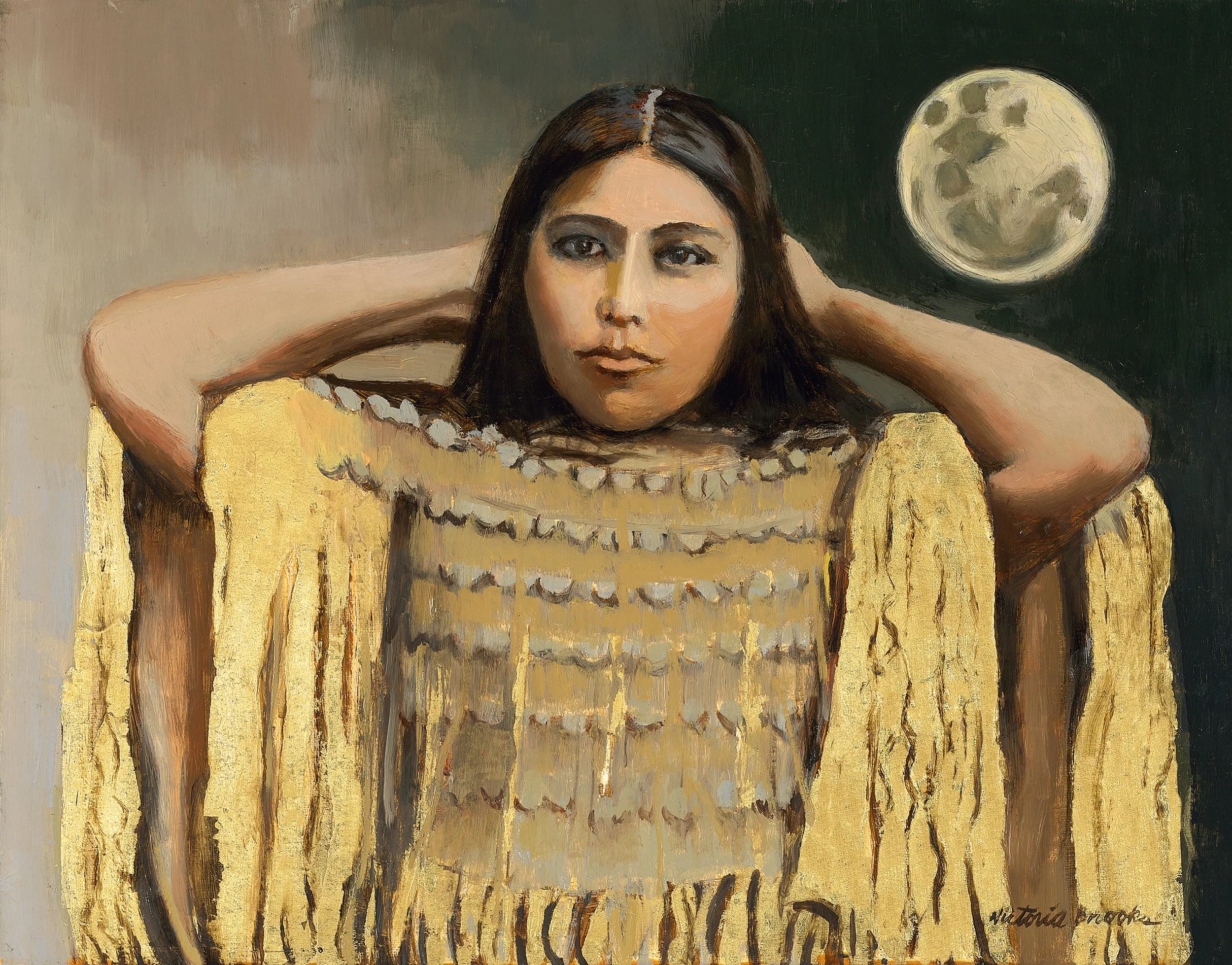 Annie Kiowa — gilded oil portrait by Victoria Brooks