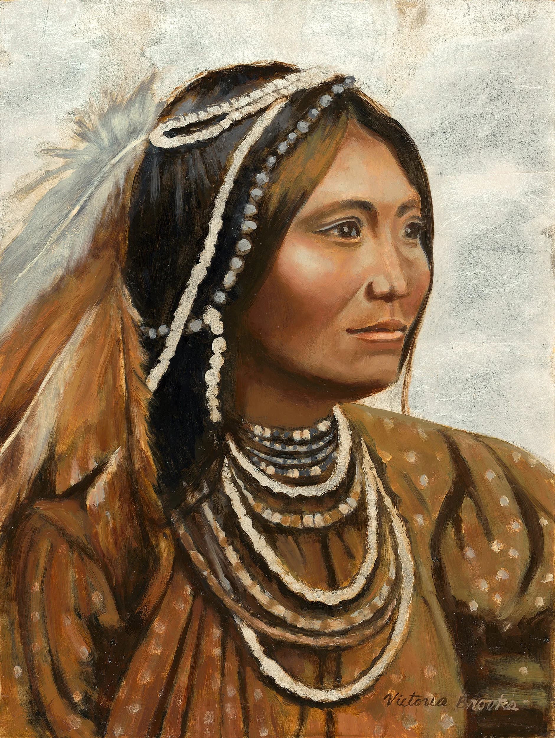 Apache Woman — gilded oil portrait by Victoria Brooks
