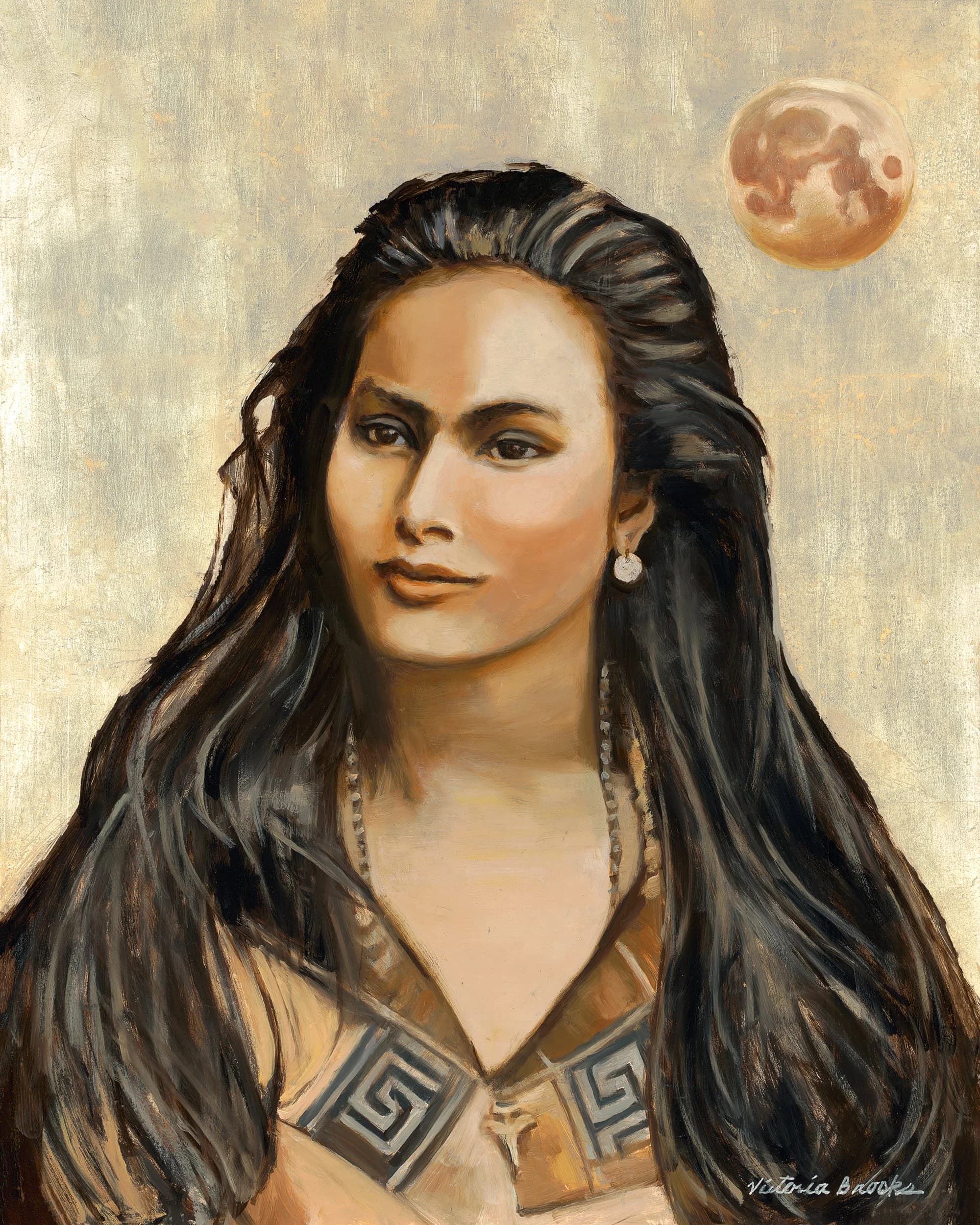 Beautiful Sioux — gilded oil portrait by Victoria Brooks