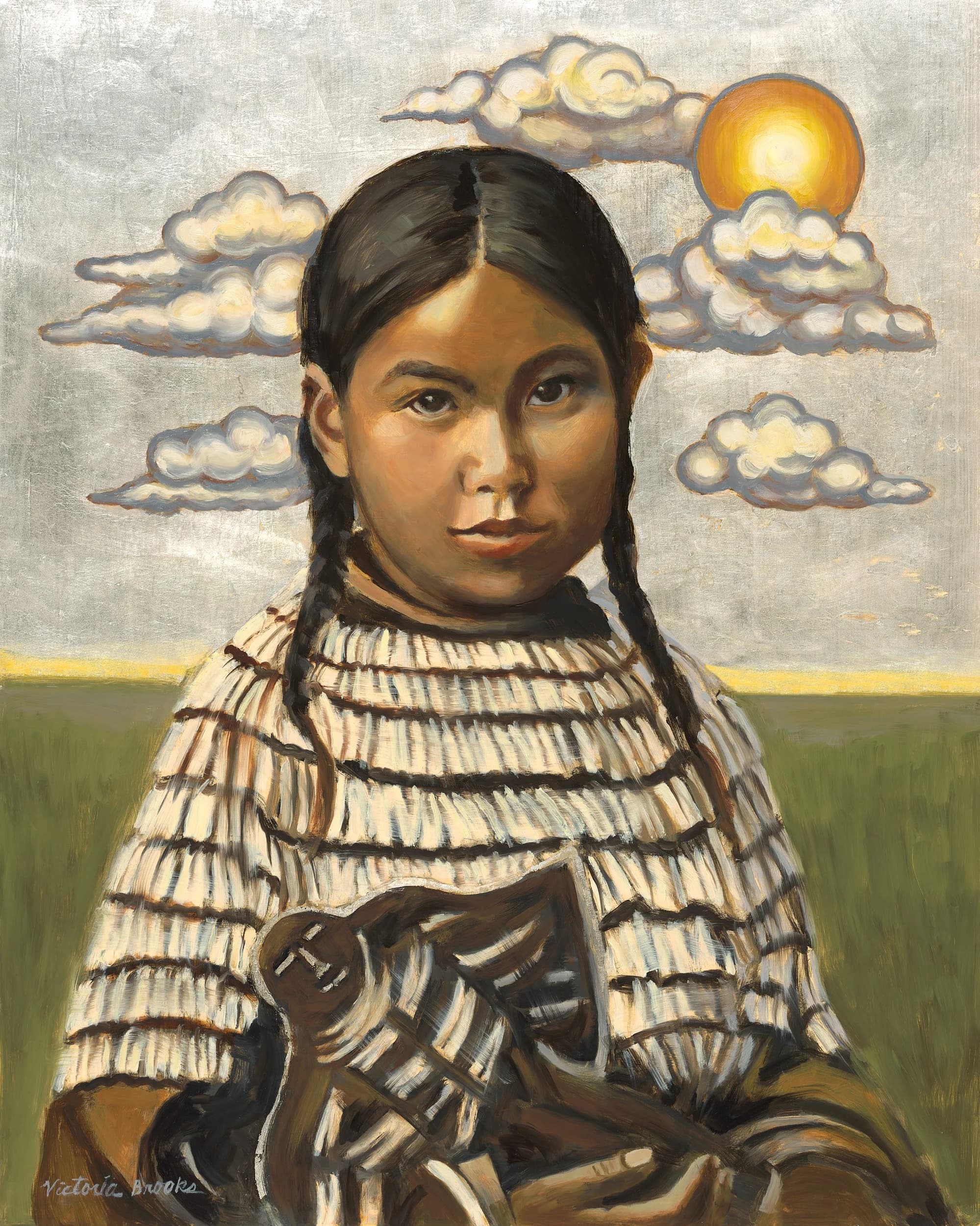 Cheyenne Girl — gilded oil portrait by Victoria Brooks