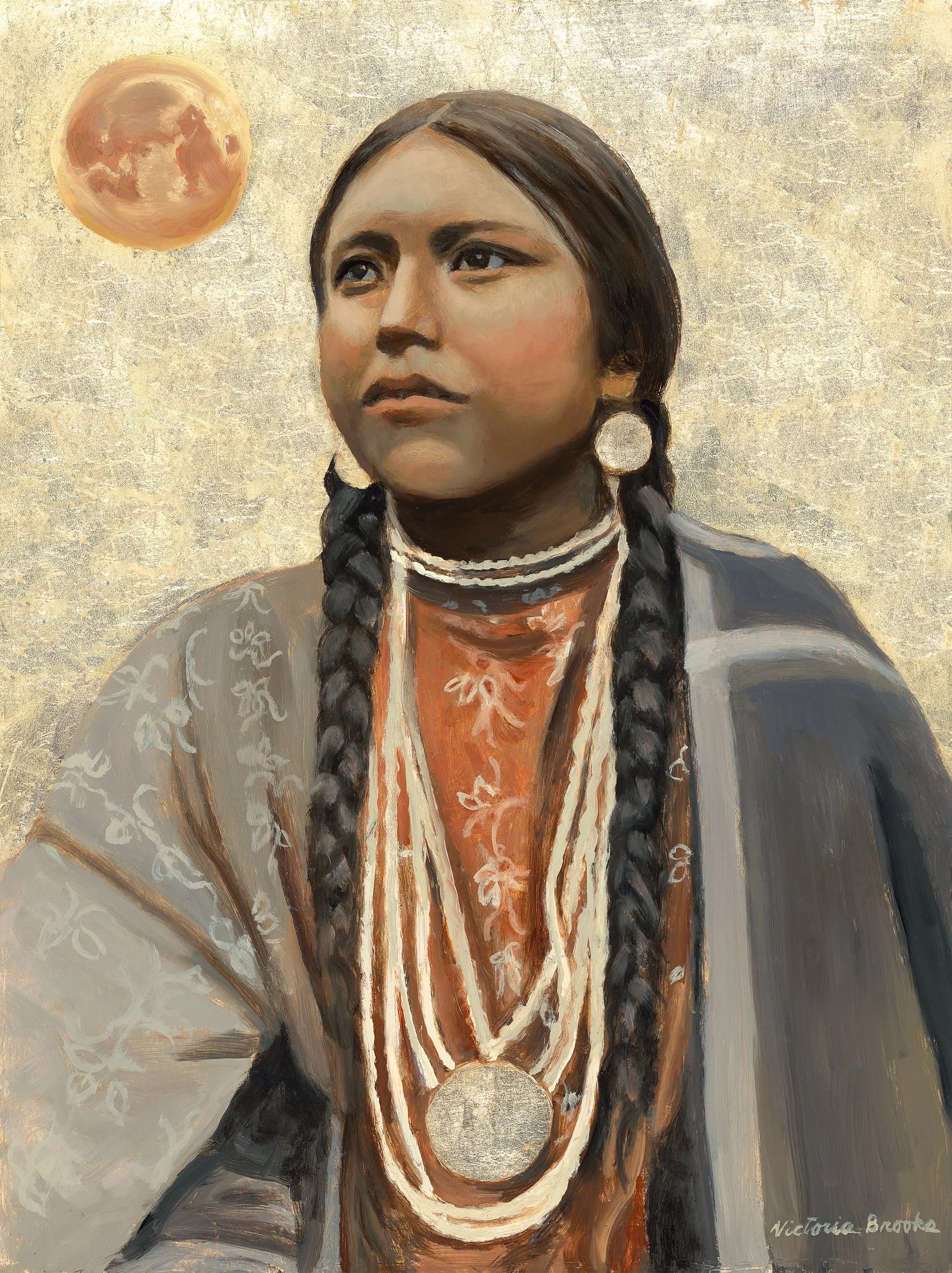 Eats No Meat — gilded oil portrait by Victoria Brooks