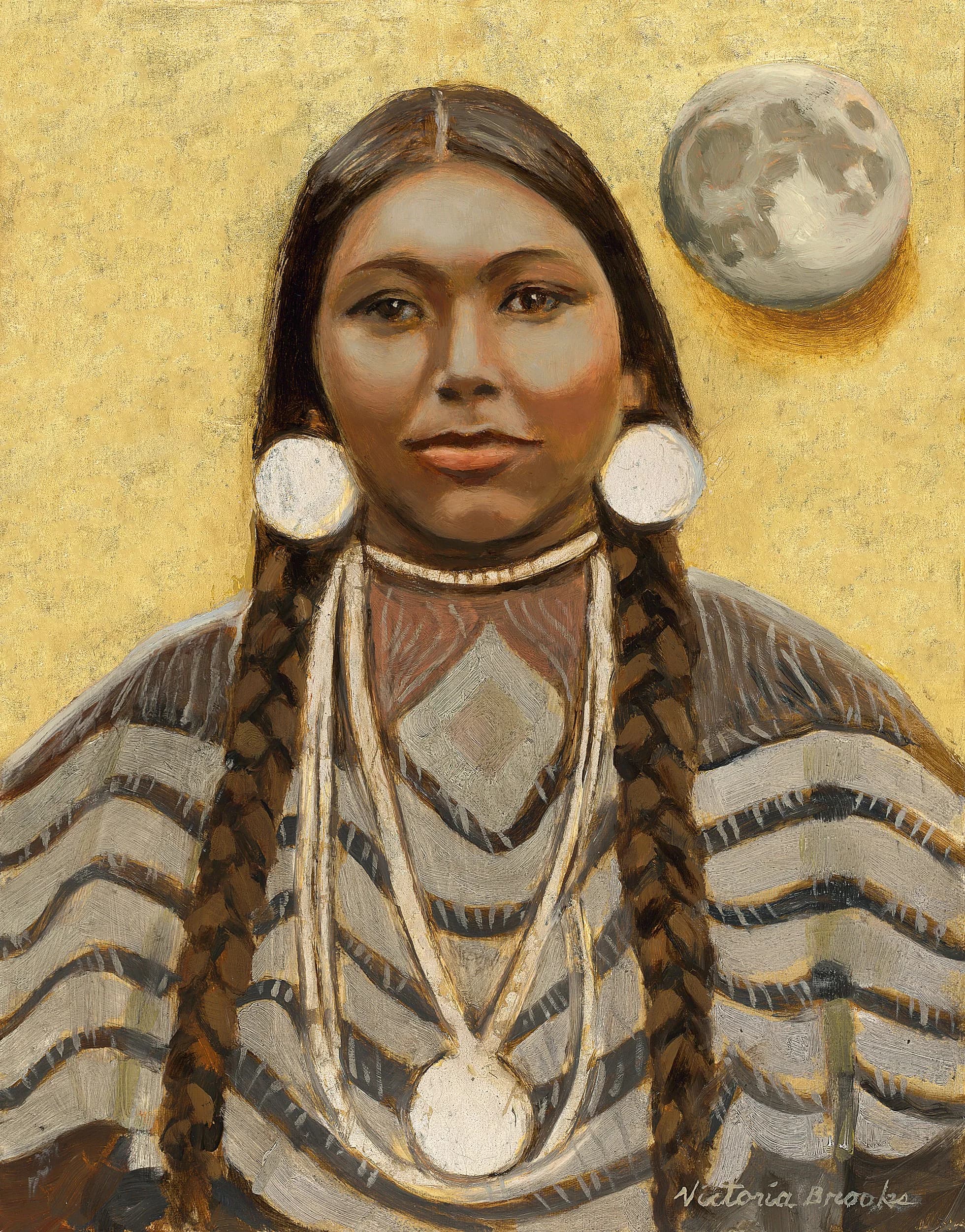 Estelle Speel-ye aka Stell Walking Antelope — gilded oil portrait by Victoria Brooks