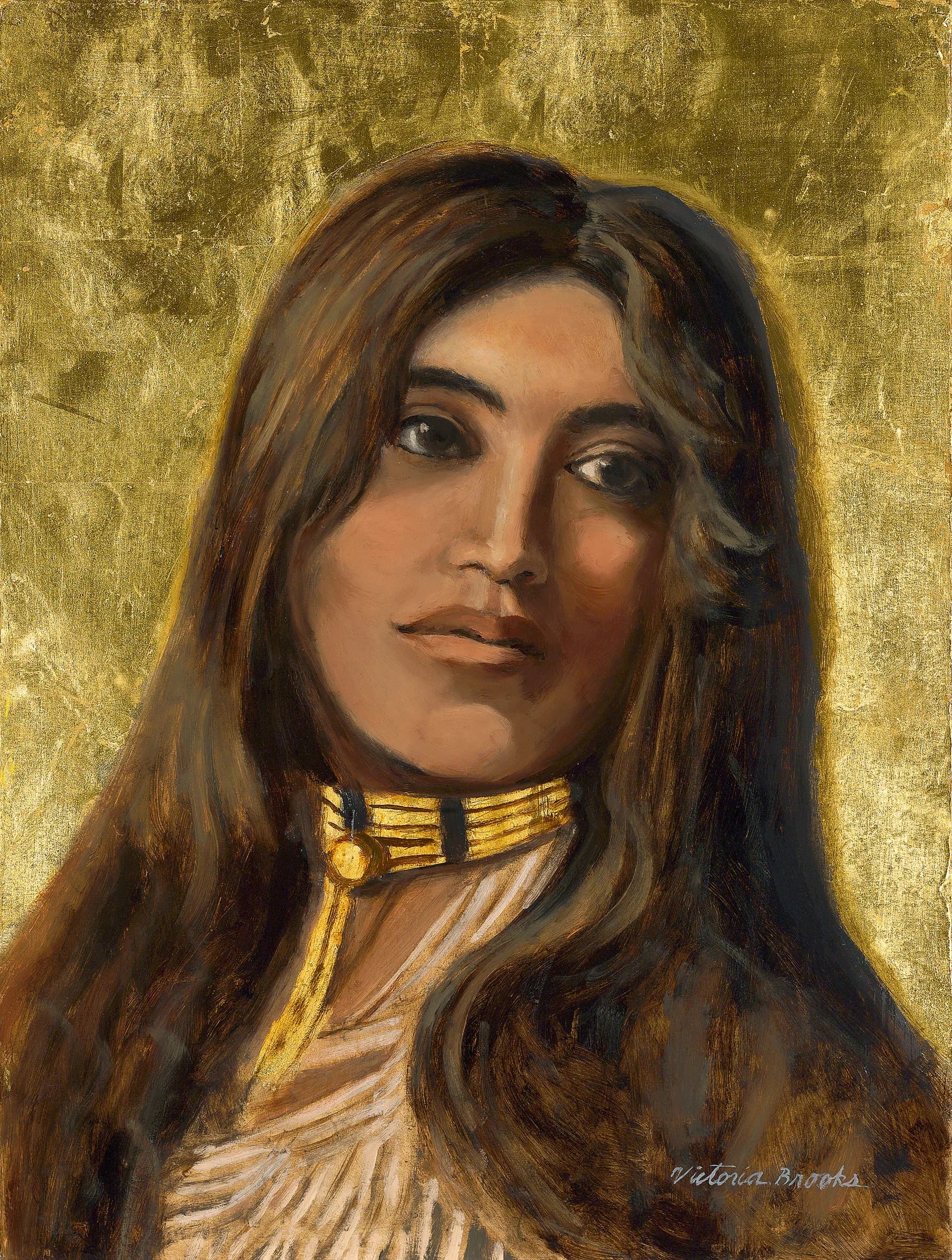 Kaw-tz — gilded oil portrait by Victoria Brooks