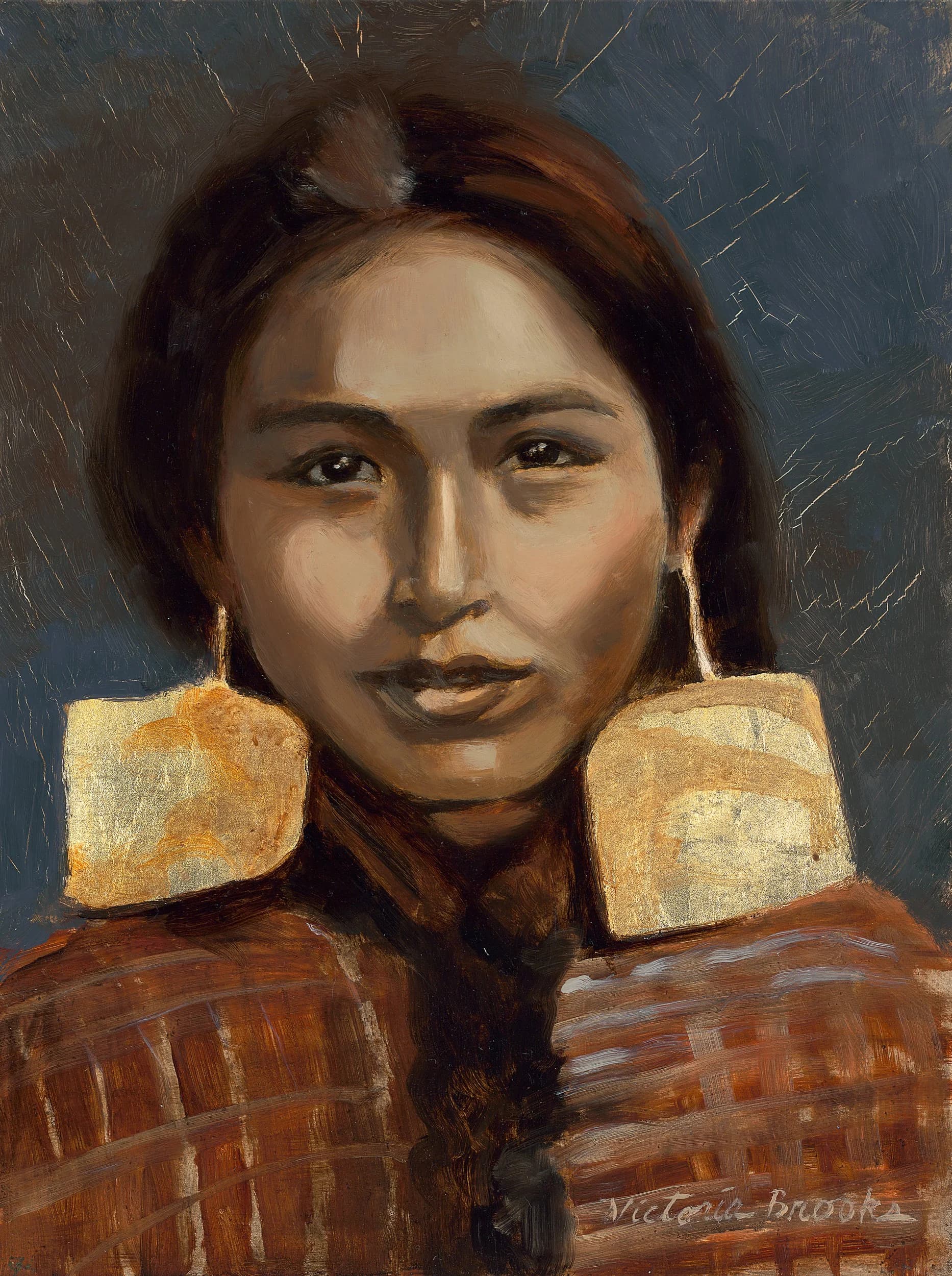 Kwakwaka’wakw aka Margaret Frank — gilded oil portrait by Victoria Brooks