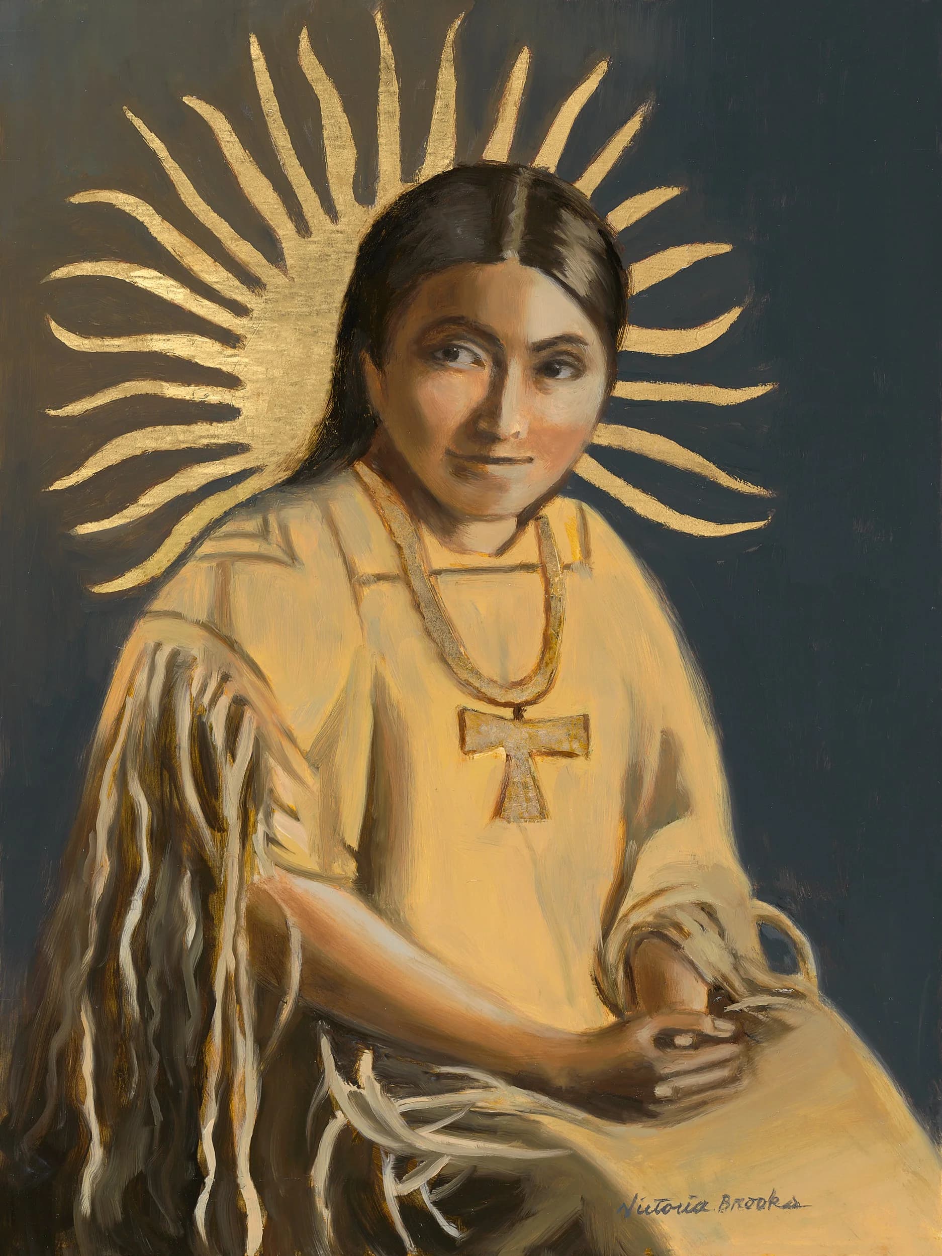 Lenna Geronimo — gilded oil portrait by Victoria Brooks