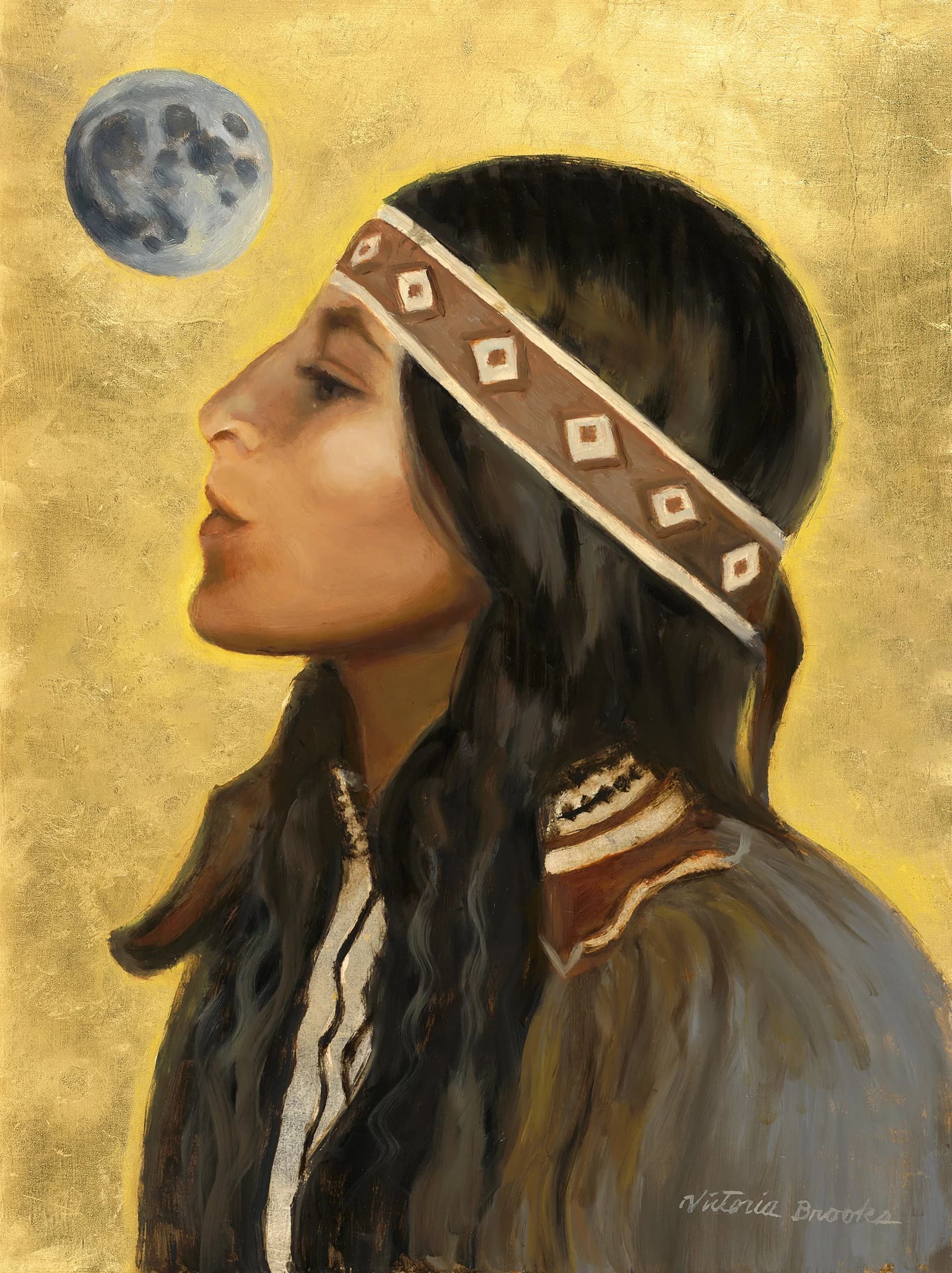 Little Bird — gilded oil portrait by Victoria Brooks