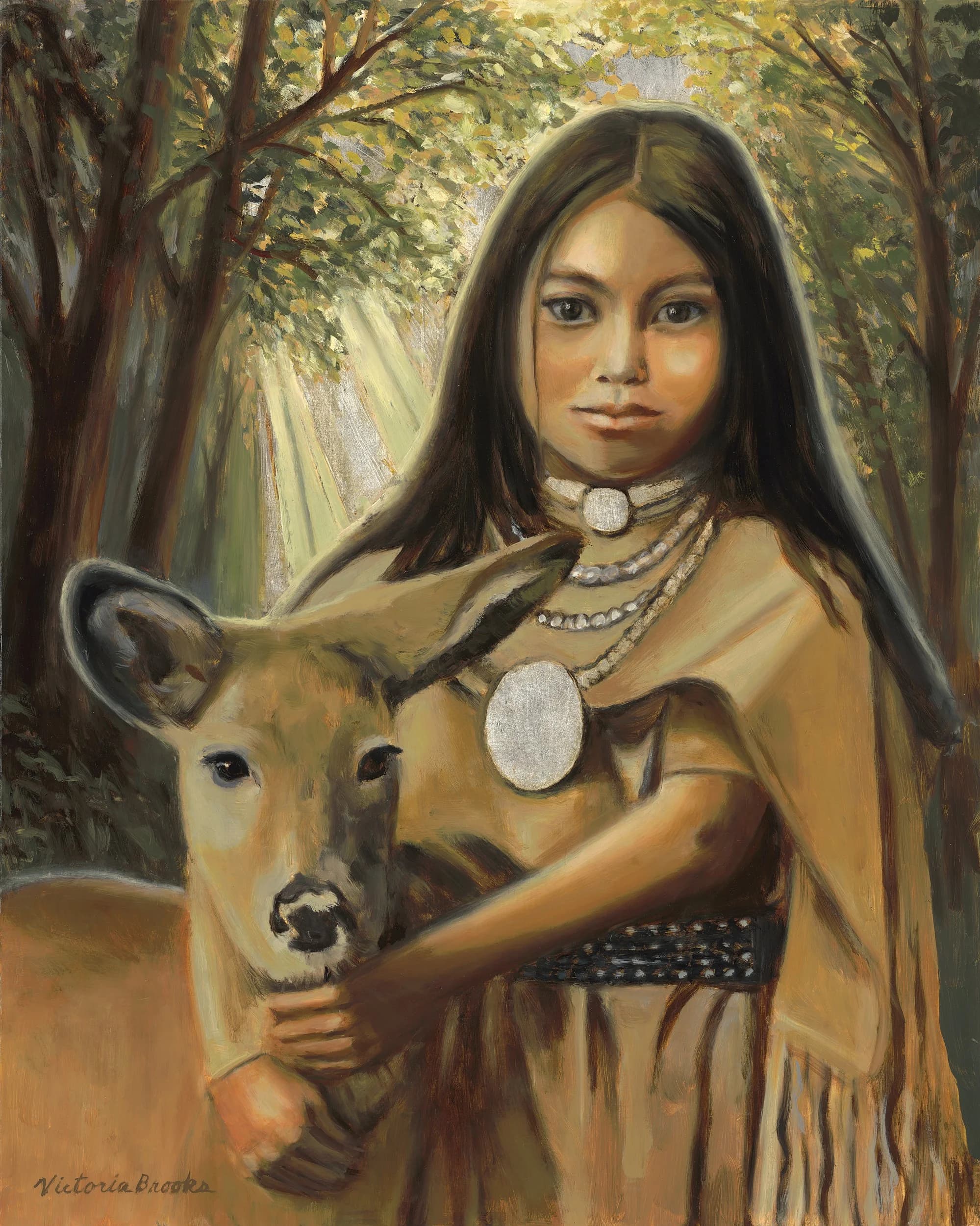 Louise Red Cloud — gilded oil portrait by Victoria Brooks