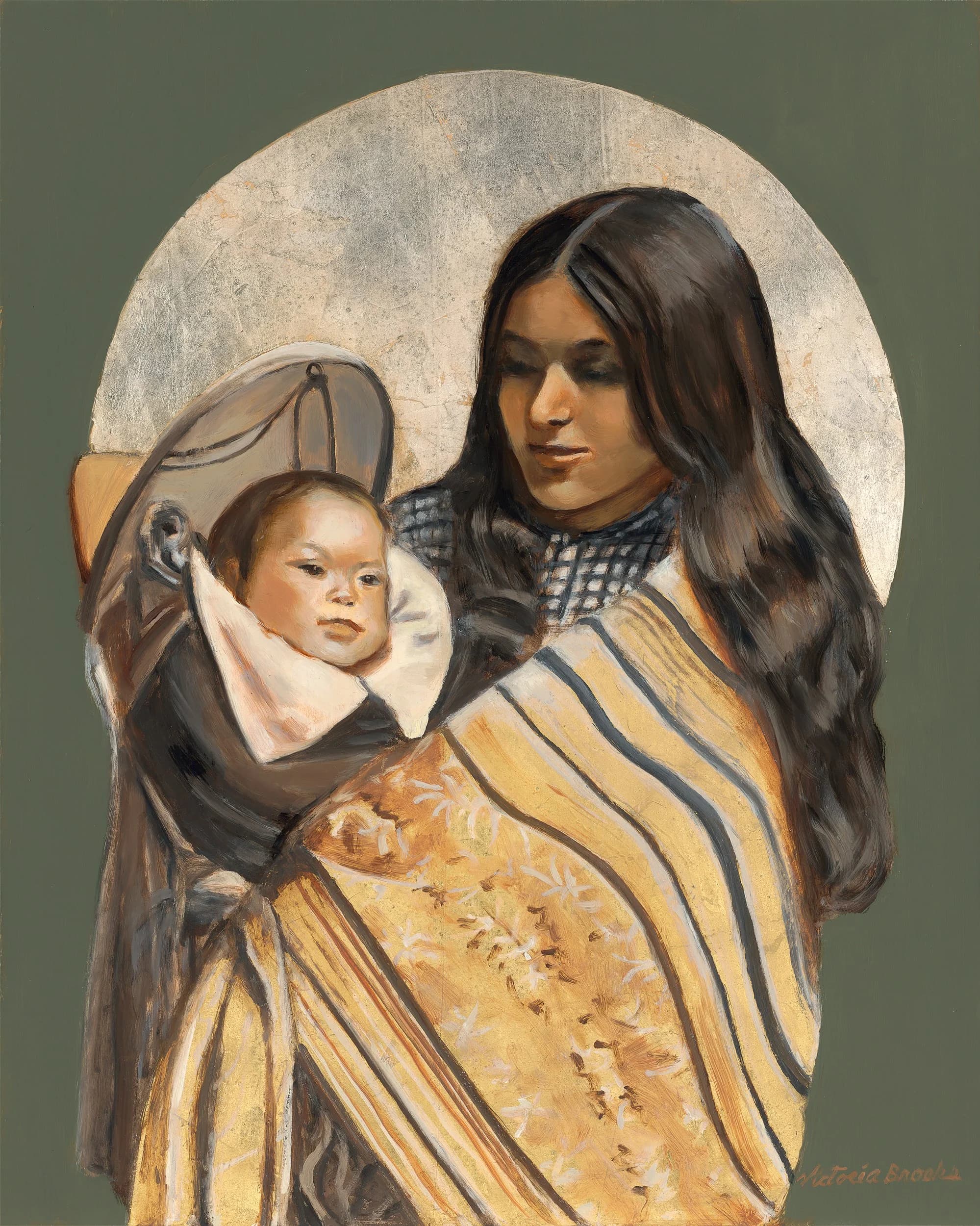 Mother and Child — gilded oil portrait by Victoria Brooks