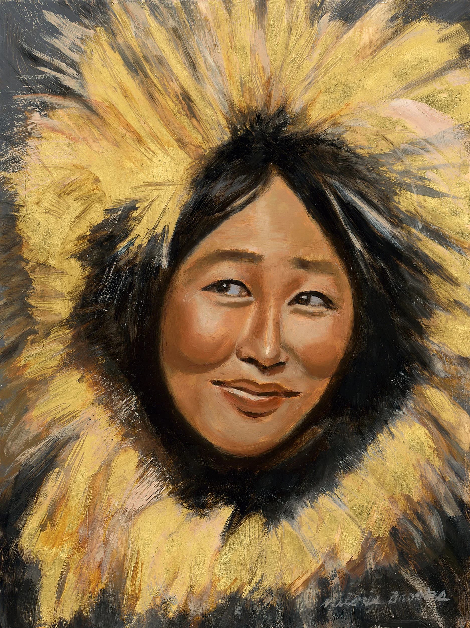 Nowadluk aka Nora "Smiling" — gilded oil portrait by Victoria Brooks