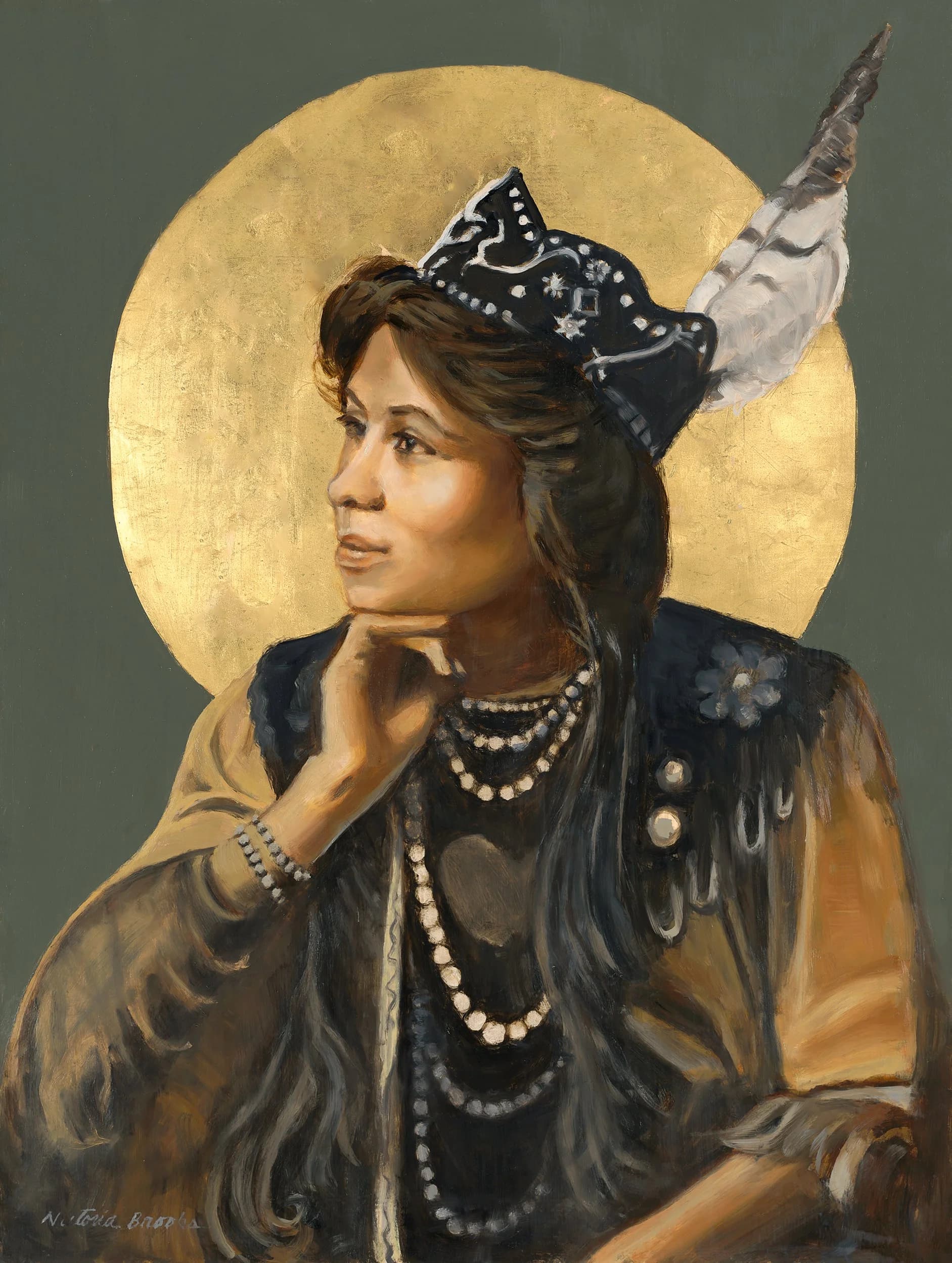 Pretty Flower — gilded oil portrait by Victoria Brooks