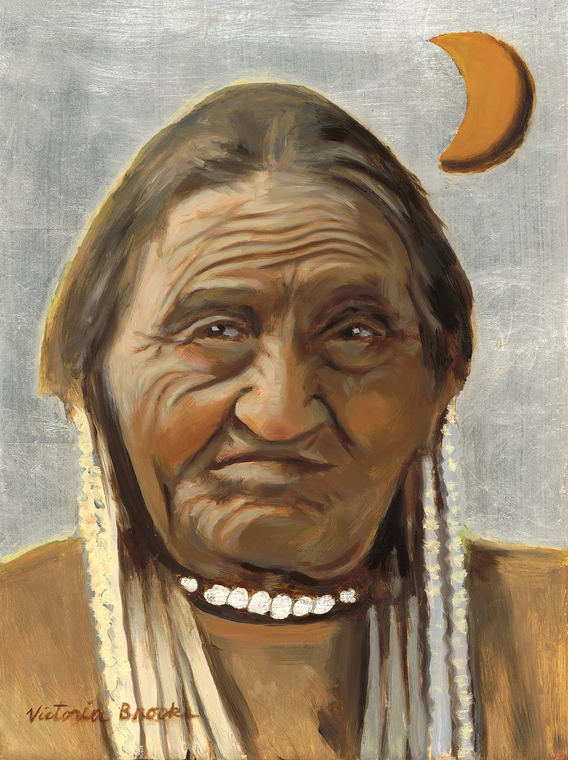 Yellow Eyes — gilded oil portrait by Victoria Brooks