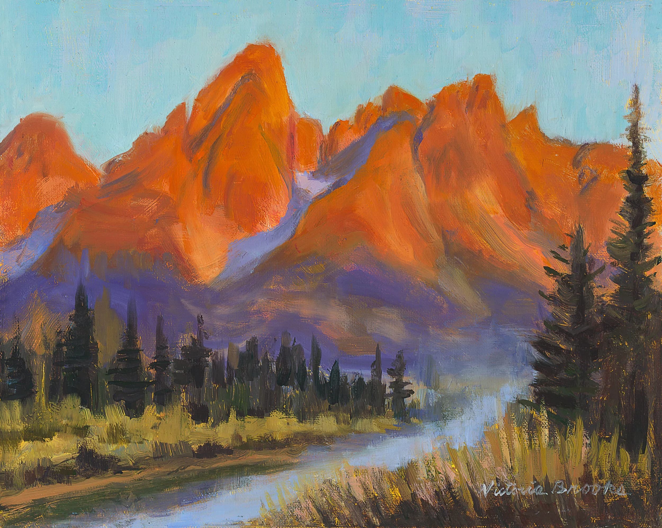Teton Sunrise — oil painting by Victoria Brooks