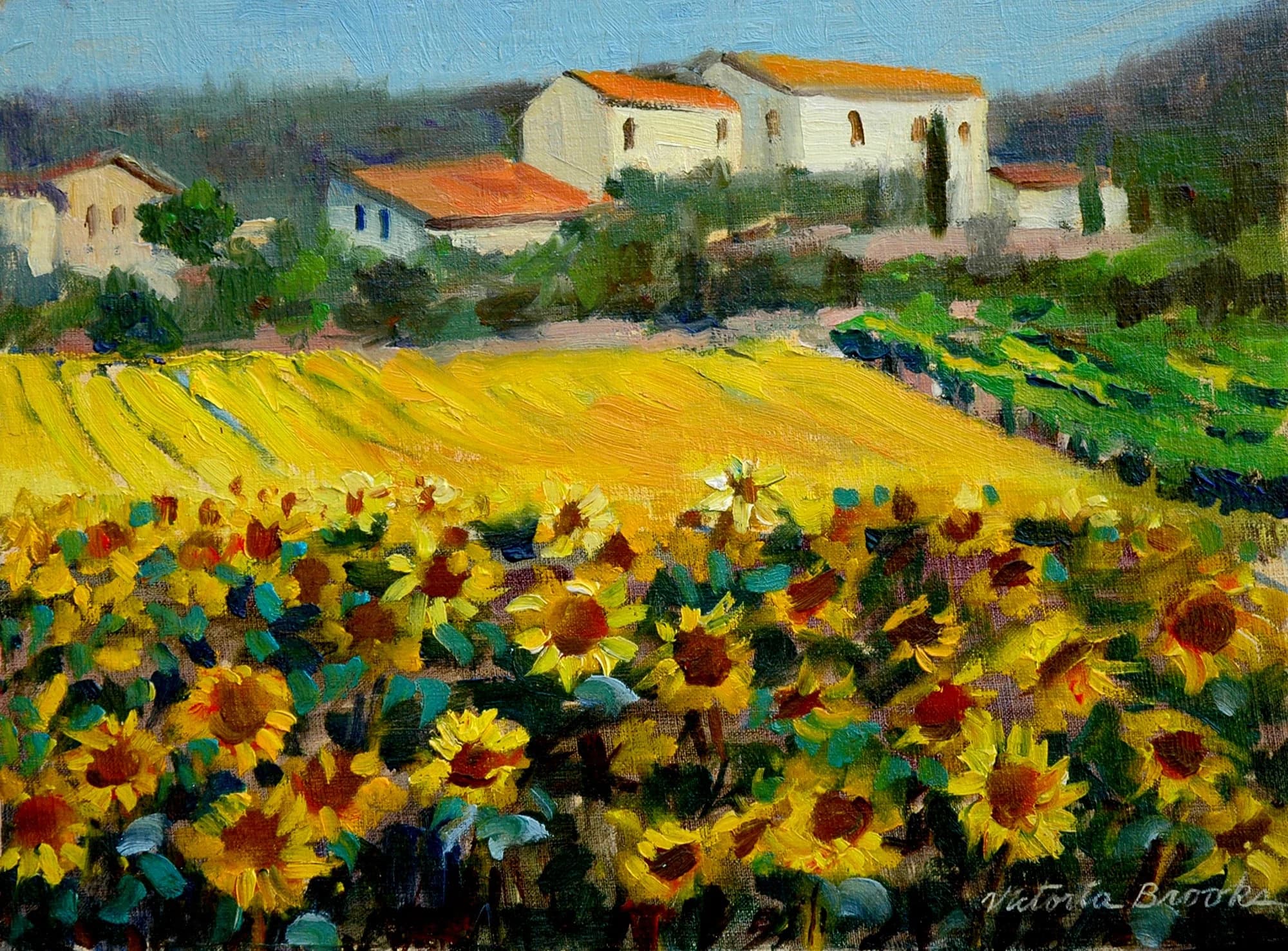 Tuscan Sunflowers — oil painting by Victoria Brooks