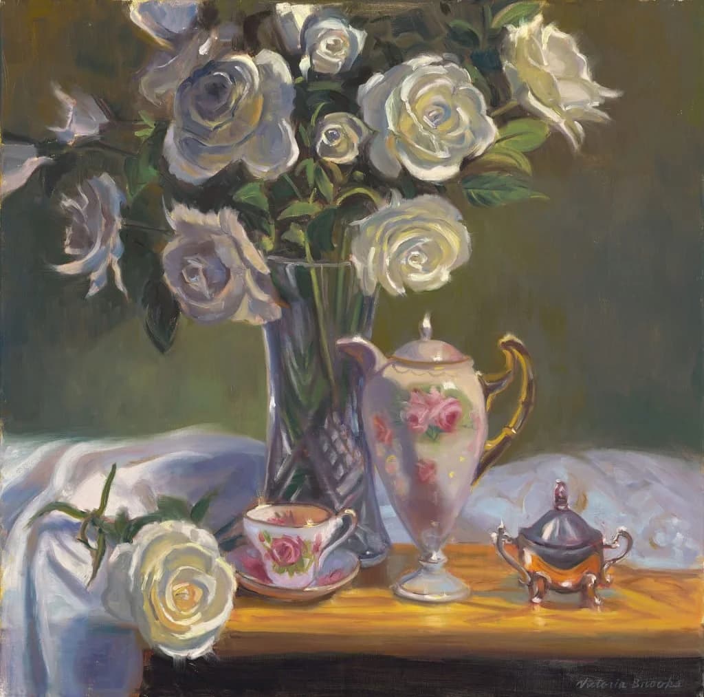 Starlette Roses — oil painting by Victoria Brooks