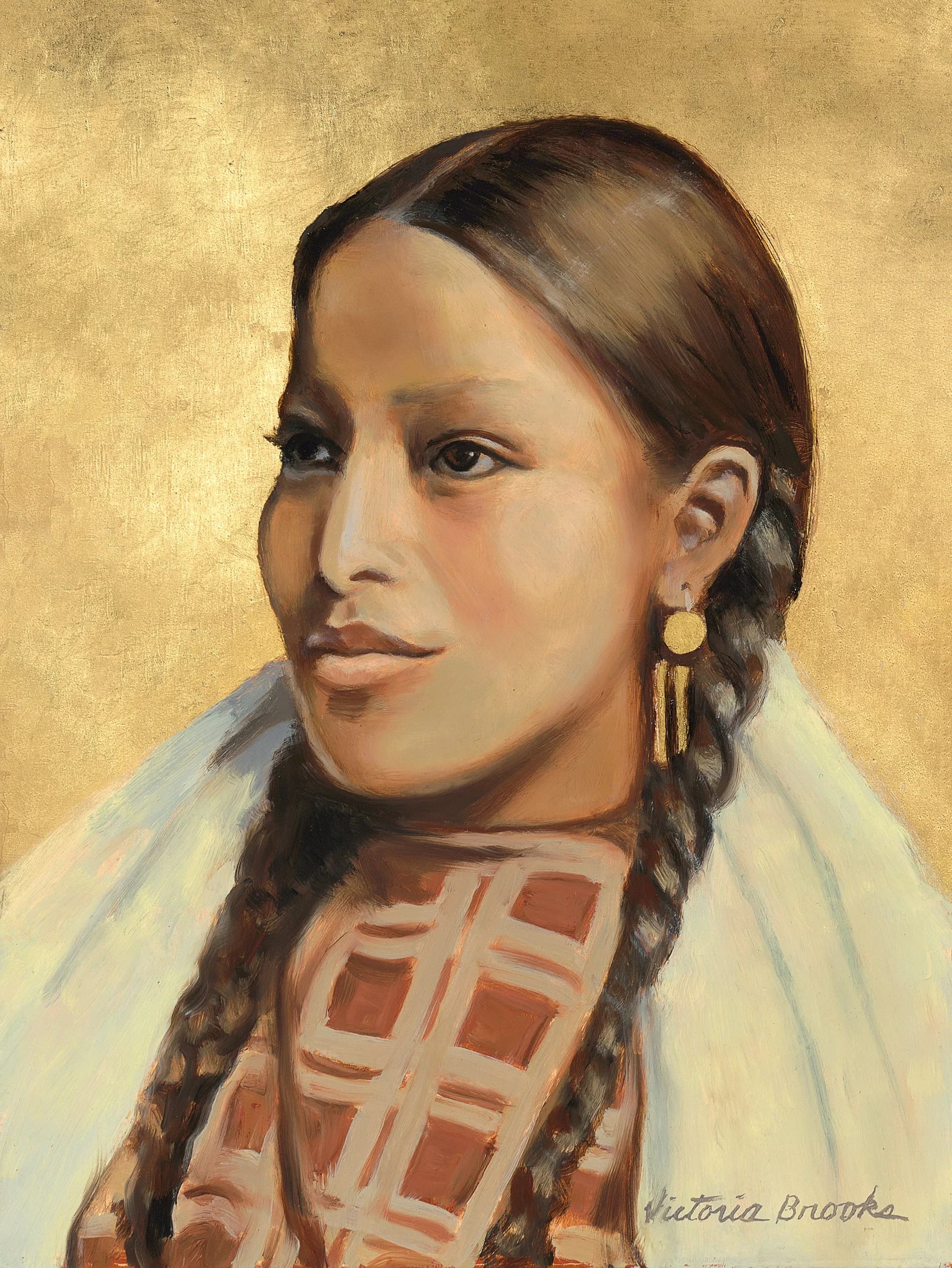 Annie — oil and gold leaf portrait by Victoria Brooks