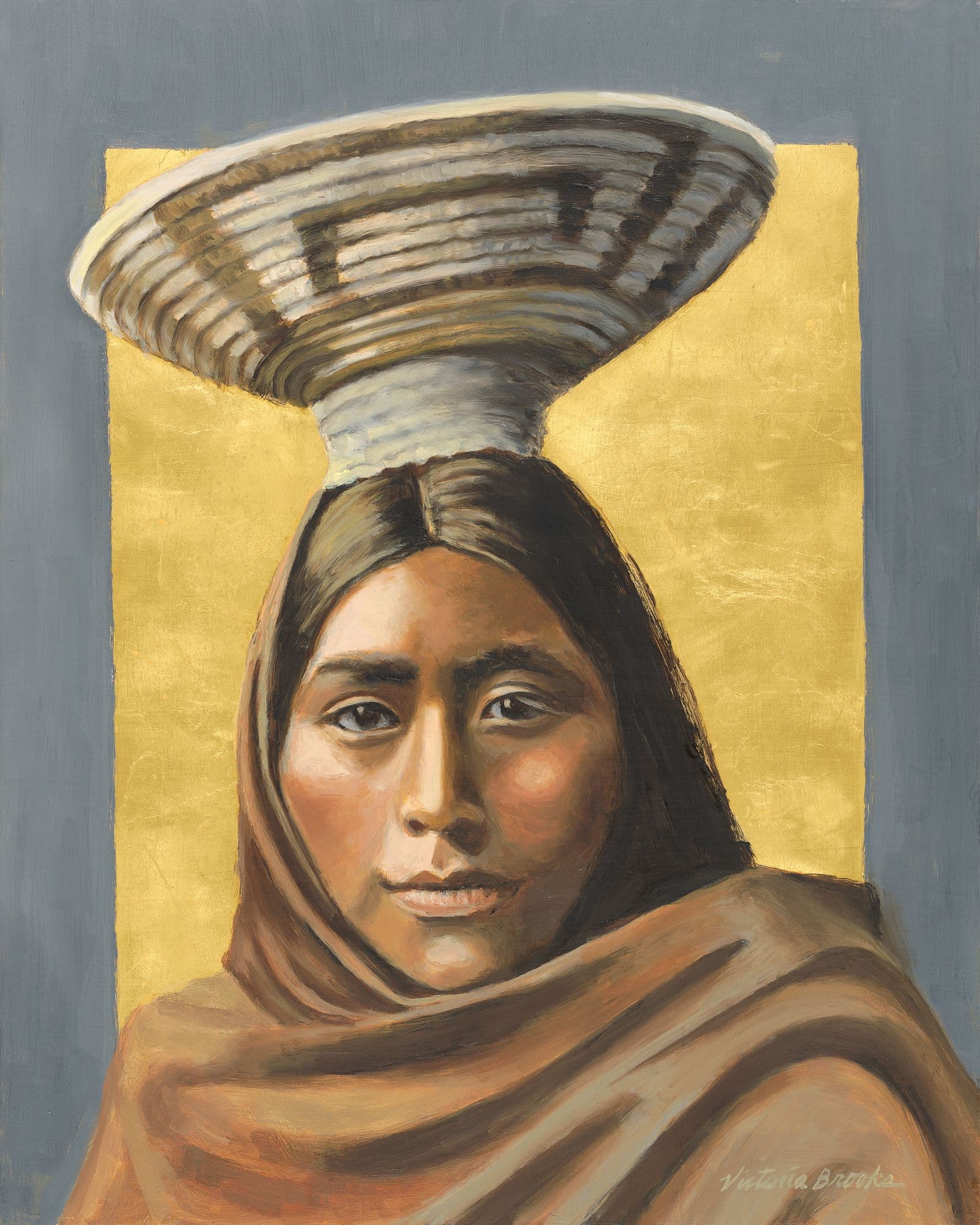 Luzi - Papago — gilded oil portrait by Victoria Brooks
